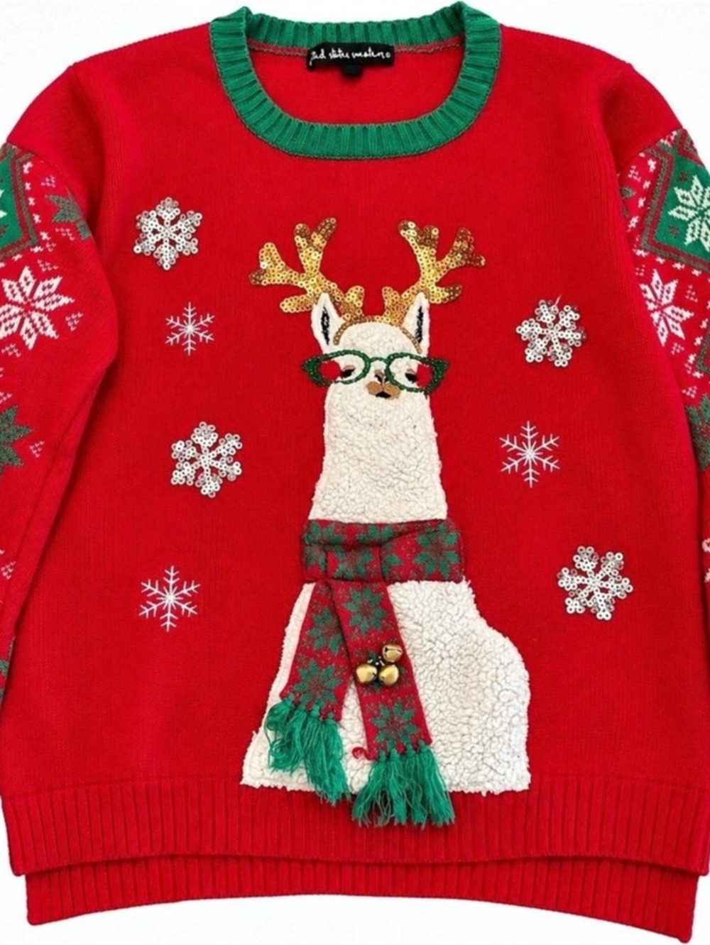 Ugly Christmas Sweater Reindeer Christmas Sweater Red Green XL Like New